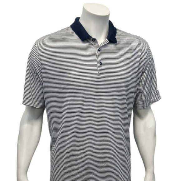 Nike Golf Dri-Fit White Blue Stripe Logo Short Sleeve Polo Shirt Size XL X-Large - Picture 5 of 9